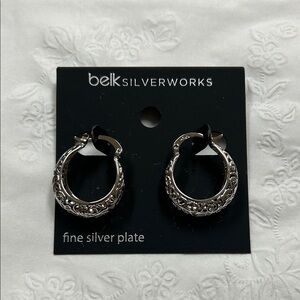 Belk Silver works Silver Hoop Earrings Fine Silver Plate